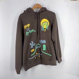 Portland Gear Keep It Green Graphic Hoodie Mens Large Brown Nature Sweatshirt